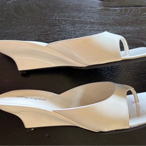 Jeffrey Campbell Cream Patent Leather Wedge Mule - Picture 3 of 10